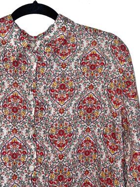 Boden 100% Linen Multicolor Ivory Floral Button Down Shirt - Size 6